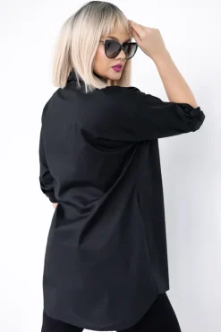 Damskie Włoski Czarna Koszula KASALI