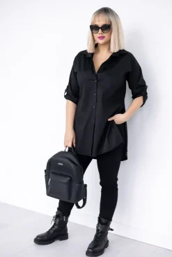 Damskie Włoski Czarna Koszula KASALI