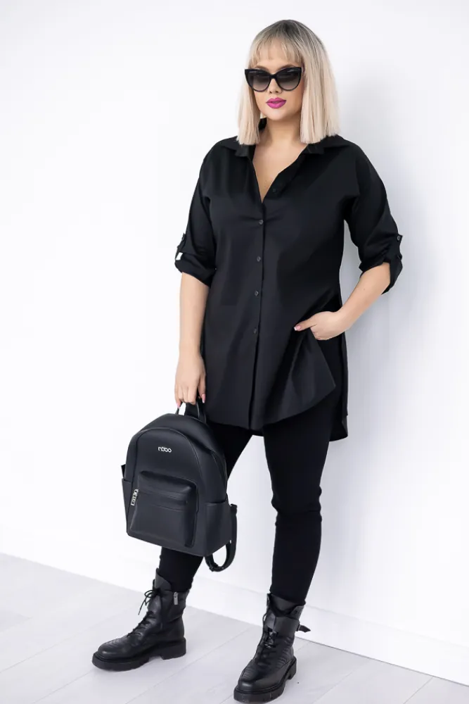 Damskie Włoski Czarna Koszula KASALI