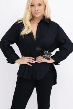 Damskie Włoski Czarna Koszula LOVERI
