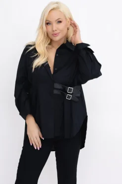 Damskie Włoski Czarna Koszula LOVERI