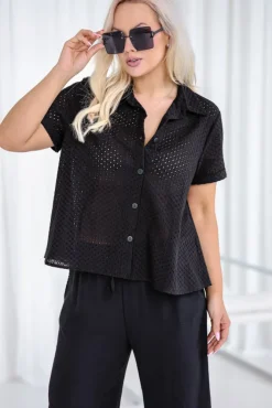 Damskie Polski Czarna Koszula NELI