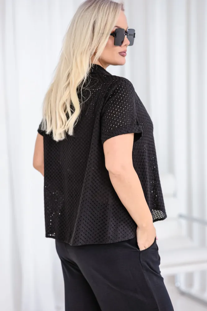 Damskie Polski Czarna Koszula NELI