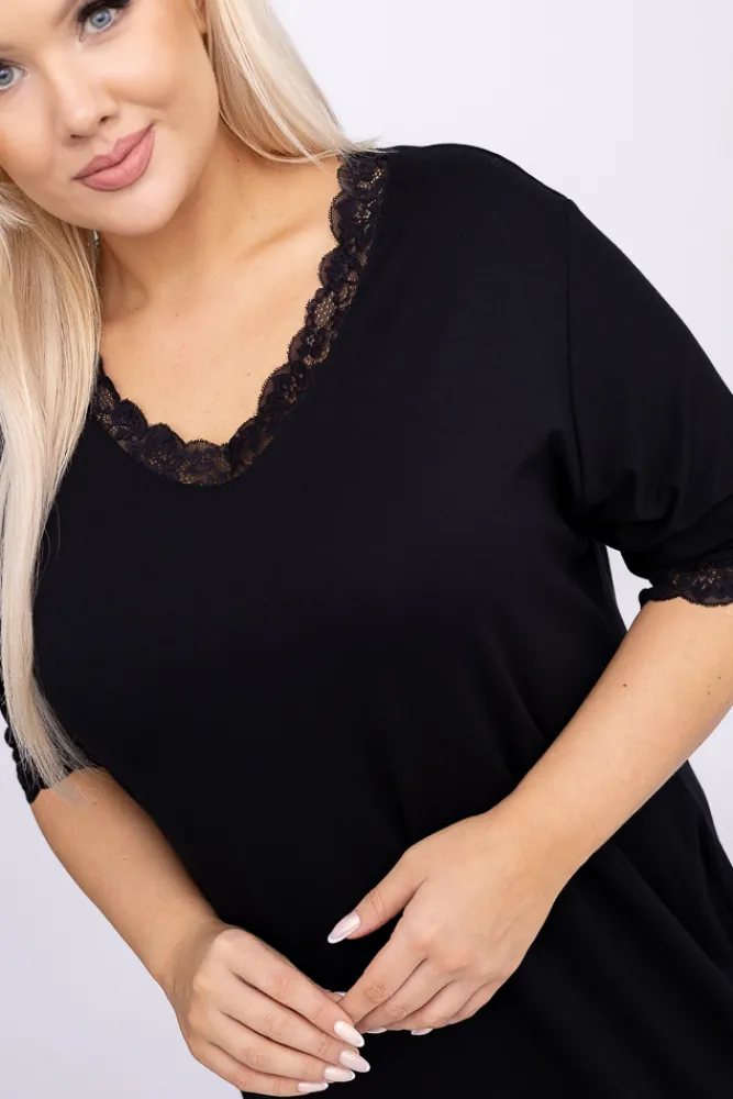 Polski Czarna Koszula Nocna BELISA