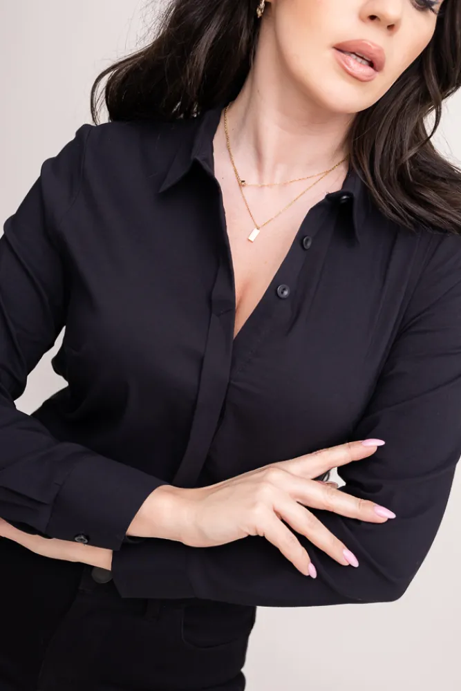 Damskie Polski Czarna Koszula NYMERO