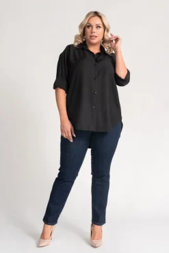 Damskie Polski Czarna Koszula oversize DEMENO