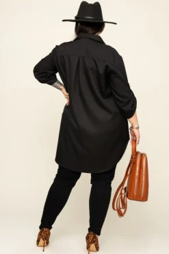 Damskie Włoski Czarna Koszula SIRIN