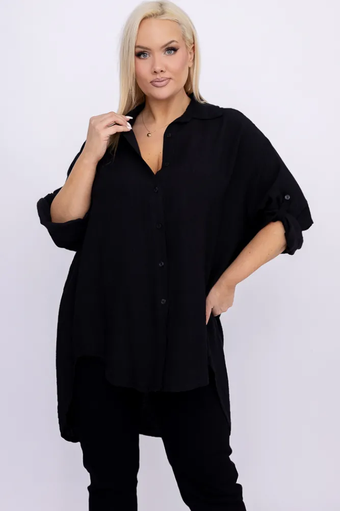 Damskie Włoski Czarna Koszula TERIEN