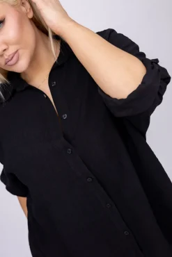 Damskie Włoski Czarna Koszula TERIEN