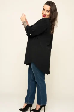 Damskie Polski Czarna Koszula ze stójką LERIA