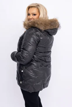 Damskie Czarna Kurtka pikowana ocieplana LEMINEA