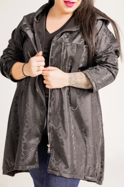 Damskie Polski Czarna Kurtka przeciwdeszczowa LIXURO Wzór 2