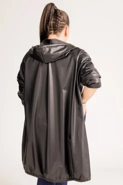 Damskie Polski Czarna Kurtka przeciwdeszczowa LIXURO Wzór 1