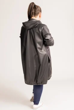 Damskie Polski Czarna Kurtka przeciwdeszczowa LIXURO Wzór 1