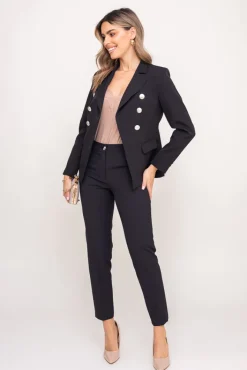 Damskie Polski Czarna Marynarka dwurzędowa TEMIDA