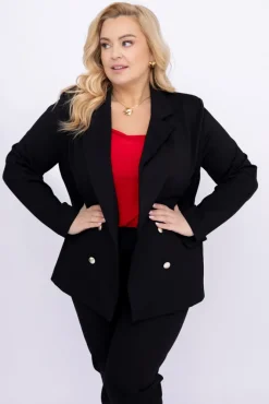 Damskie Polski Czarna Marynarka dwurzędowa MEYVI