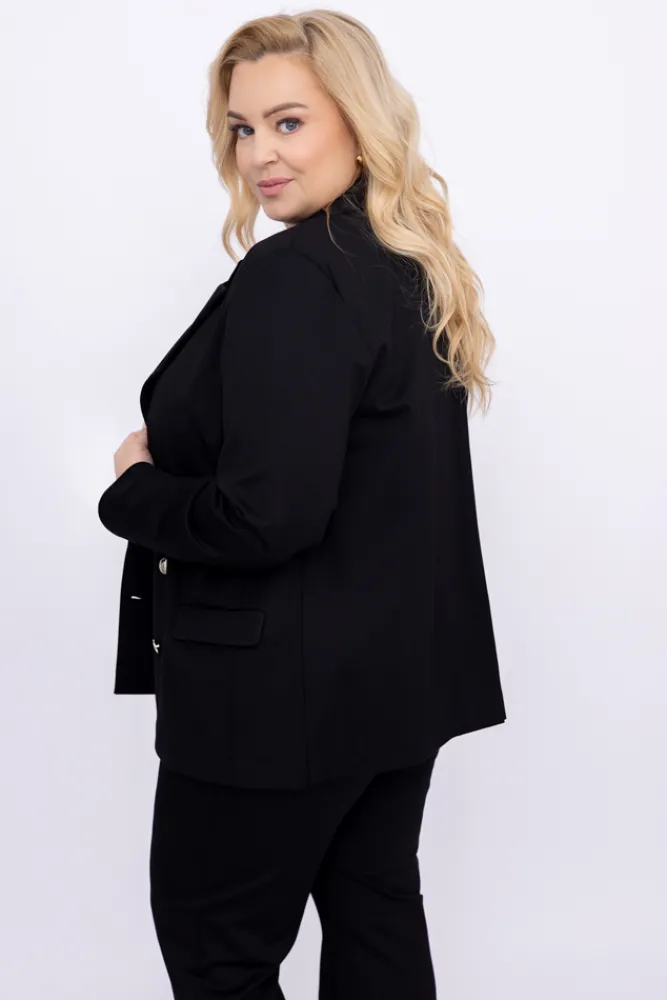 Damskie Polski Czarna Marynarka dwurzędowa MEYVI