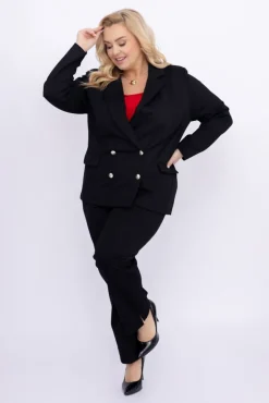Damskie Polski Czarna Marynarka dwurzędowa MEYVI