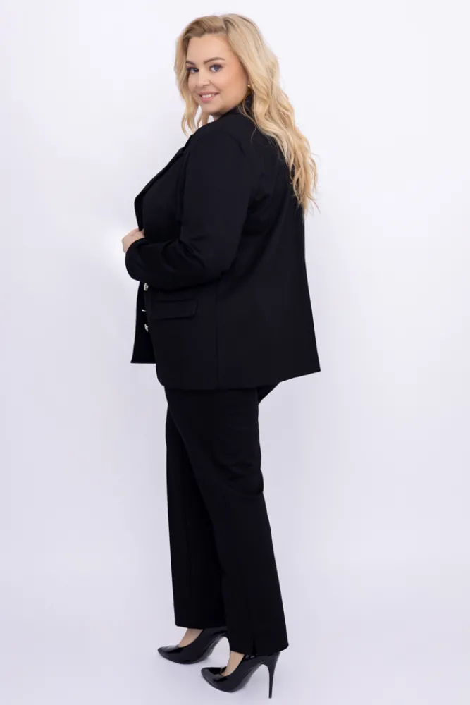 Damskie Polski Czarna Marynarka dwurzędowa MEYVI