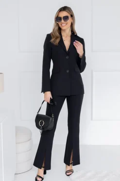 Damskie Polski Czarna Marynarka jednorzędowa VELYNORE