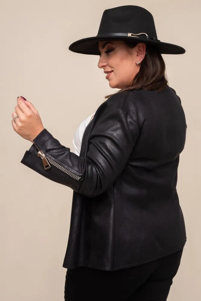 Damskie Polski Czarna Marynarka SCIATA Plus Size Wzór 1