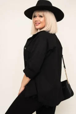 Damskie Włoski Czarna Narzutka LAMERI