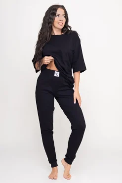 Polski Czarna Piżama z długimi spodniami REVENTI