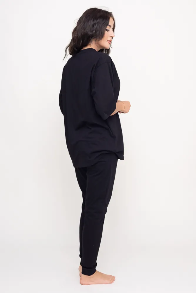 Polski Czarna Piżama z długimi spodniami REVENTI