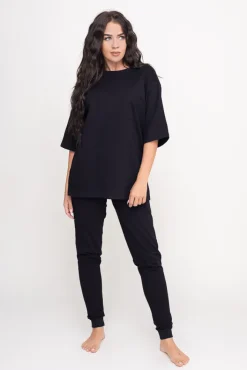 Polski Czarna Piżama z długimi spodniami REVENTI