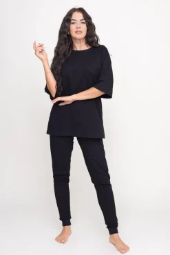 Polski Czarna Piżama z długimi spodniami REVENTI