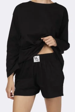Polski Czarna Piżama z szortami LEKREZI