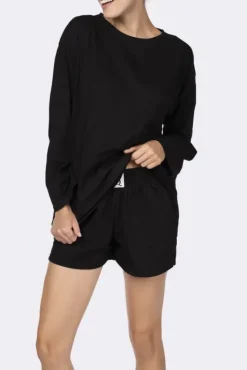 Polski Czarna Piżama z szortami LEKREZI