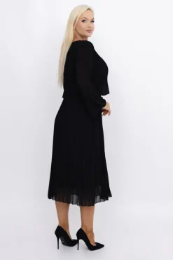Włoski Czarna plisowana Sukienka szyfonowa REVERTI