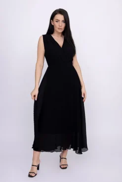 Włoski Czarna plisowana Sukienka szyfonowa GUSTEN