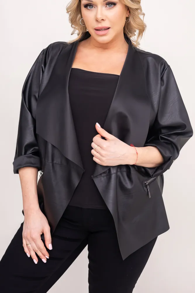 Damskie Polski Czarna skórzana narzutka CROFT