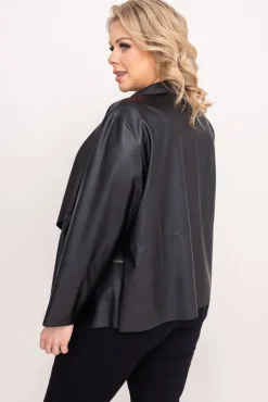 Damskie Polski Czarna skórzana narzutka CROFT