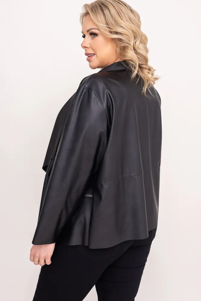 Damskie Polski Czarna skórzana narzutka CROFT