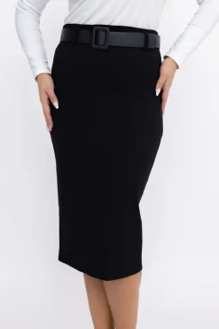 Włoski Czarna Spódnica ołówkowa ABINO