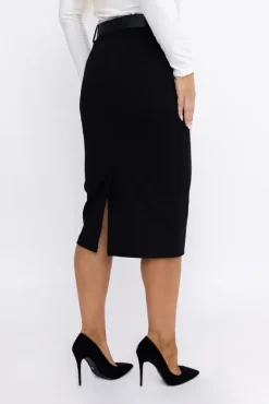 Włoski Czarna Spódnica ołówkowa ABINO