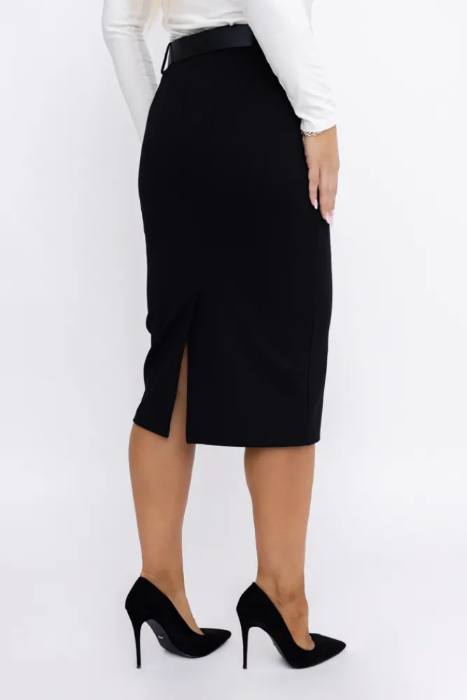 Włoski Czarna Spódnica ołówkowa ABINO
