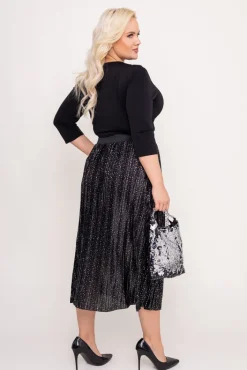 Włoski Czarna Spódnica plisowana TAVA