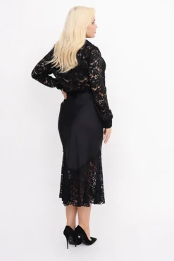 Włoski Czarna Spódnica satynowa BOSTORI