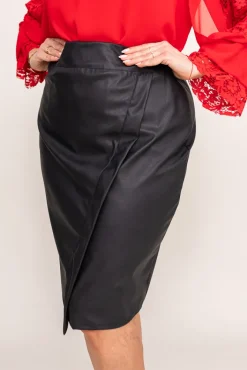 Polski Czarna Spódnica skórzana TRUVI