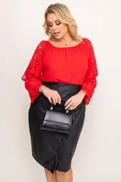 Polski Czarna Spódnica skórzana TRUVI