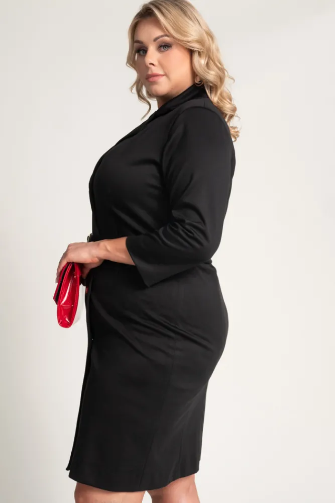 Polski Czarna Sukienka żakietowa GANTIA