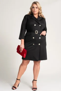 Polski Czarna Sukienka żakietowa GANTIA