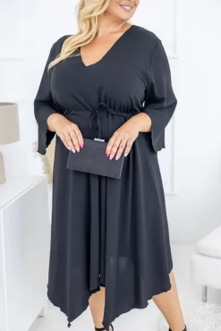 Polski Czarna Sukienka asymetryczna DARLIN