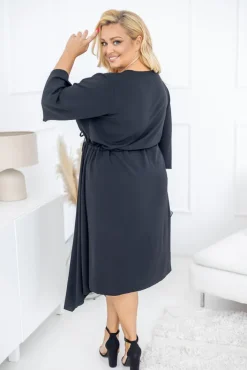Polski Czarna Sukienka asymetryczna DARLIN