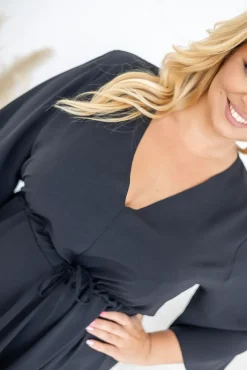 Polski Czarna Sukienka asymetryczna DARLIN