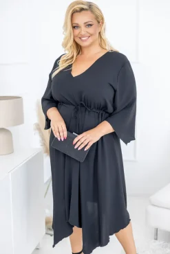 Polski Czarna Sukienka asymetryczna DARLIN